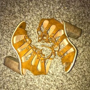 CATO Camel Color Gladiator Heeled Sandal - Size 8